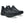Black running shoes on a white background