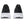 Black running shoes with white soles on a white background.