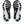 Close-up of black and white athletic shoe soles on a white background.