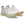 A pair of running shoes with an off white midsole and bright outsole.
