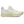 White ASICS running shoe with yellow accents and a mostly white upper.