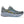 Gray running shoe with blue and yellow accents on a white background