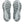 Close-up of the sole of a gray athletic shoe with tread pattern on a white background.