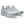 Pair of light gray running shoes with light gray laces.