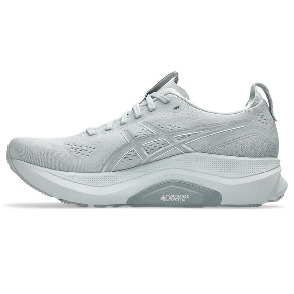 Gray running shoe on a white background.