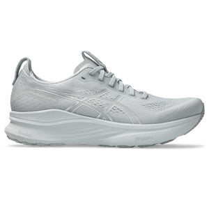 Gray running shoe on a white background.