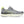 Gray running shoe with green accents on a white background.