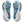 Close-up of the sole of a white athletic shoe with blue tread pattern on a white background