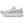 White running shoe with blue accents on a white background