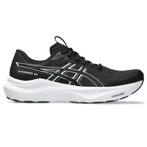 This shoe has the style name GT-2000 14 printed near the heel on the lateral side of the black upper. 
