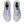 The birds-eye view of this shoe shows white laces and navy blue insoles. 