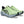 Pair of green running shoes with black accents on a white background