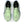 Pair of green running shoes with black accents on a white background