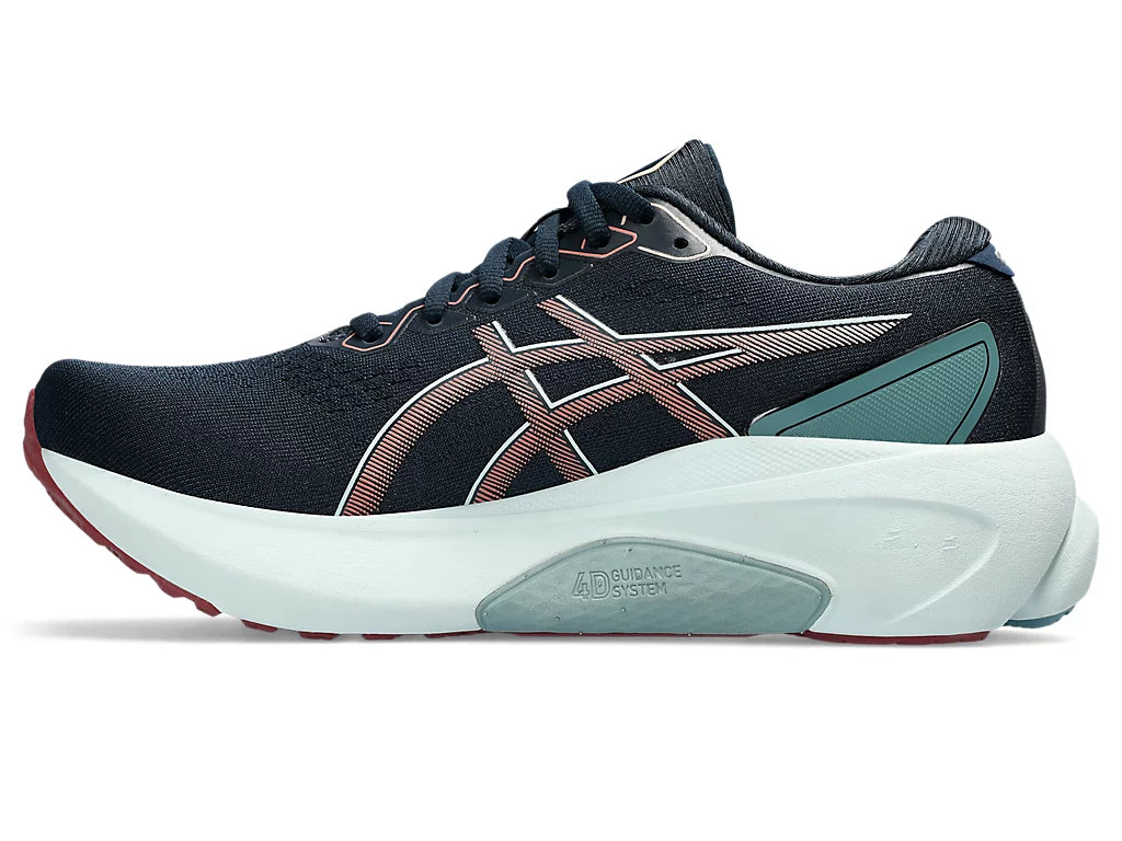 Medial view of the Women's ASICS Kayano 30 in the color French Blue/Light Garnet