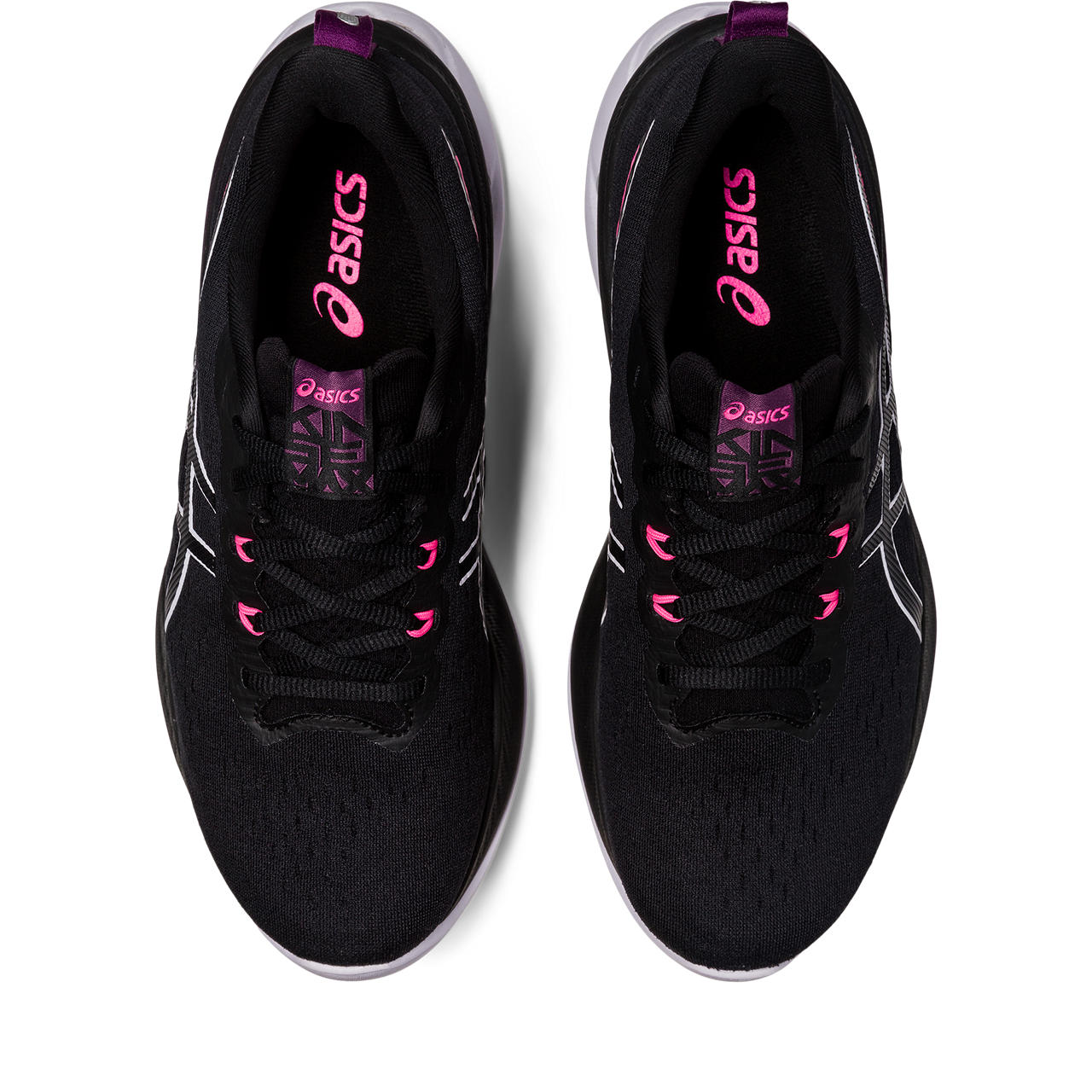 This shoe has a small ASICS and Kinsei max logo on top of the tongue that the laces go through