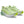 A pair of light green Women's ASICS running shoes with white sole on a white background.