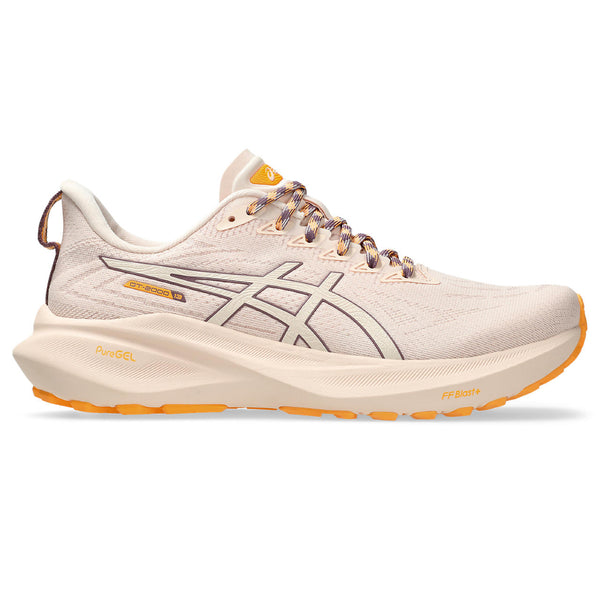 This ASICS running shoe in light pink has a great fashion look.