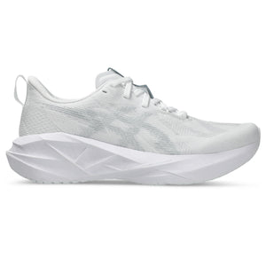 These women's Novablast 5 running shoes have an all white upper with a bit of grey on the midsole.