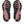 Close-up of pink athletic shoes with black sole pattern to good foot strike.