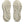 Close-up of beige shoe soles with tread pattern on a white background.