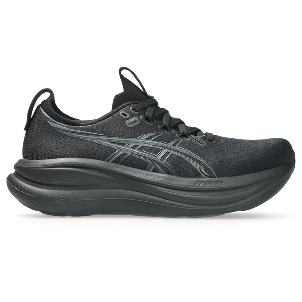 This Nimbus 28 has a black upper and a  black midsole. 