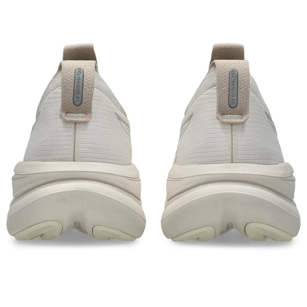 A pull tab is on the heel of this shoe. 