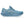 Blue running shoe with white sole on a white background
