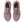 Pair of purple running shoes with beige soles on a white background