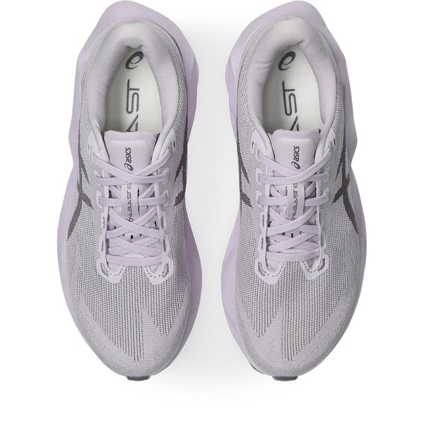 Pair of light purple running shoes on a white background
