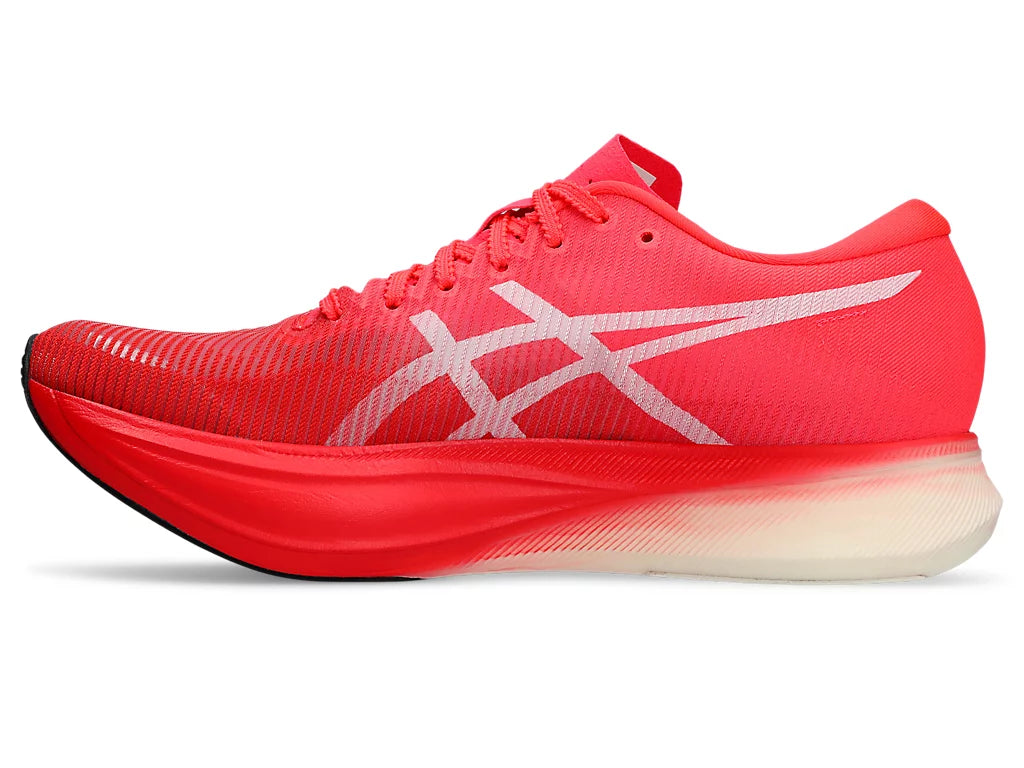 Medial view of the Unisex MetaSpeed Edge + by ASICS in the color Diva Pink/White