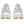 Gray athletic shoes with orange soles on a white background