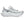 White running shoe with black accents on a white background