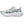 White running shoe with black accents on a white background