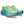 Pair of green and blue running shoes on a white background