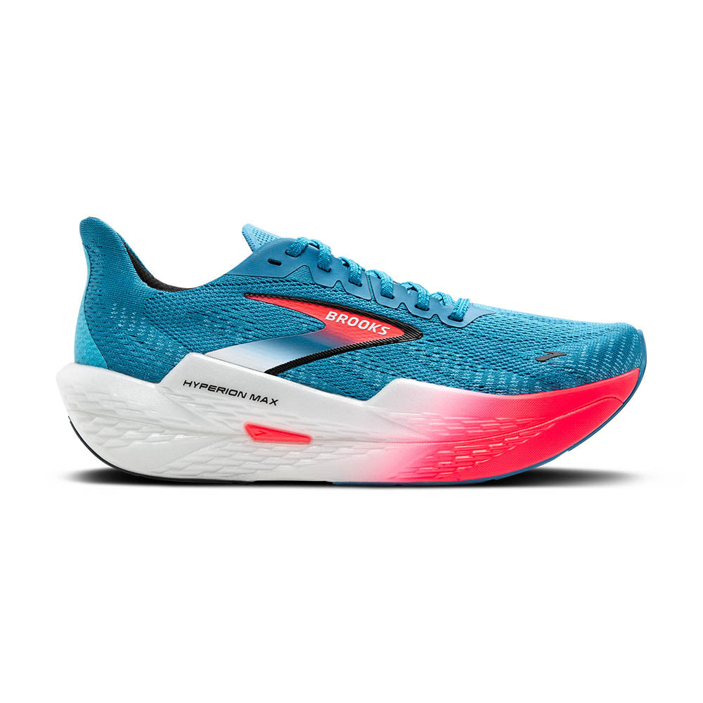 The lateral side of this Hyperion max 2 has a textured midsole that goes from white to coral