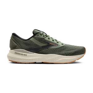 This Adrenaline GTS 24 has a medium green upper and a off-white midsole. 