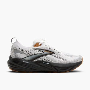 This Glycerin 22 has a white and grey upper and a black midsole. 