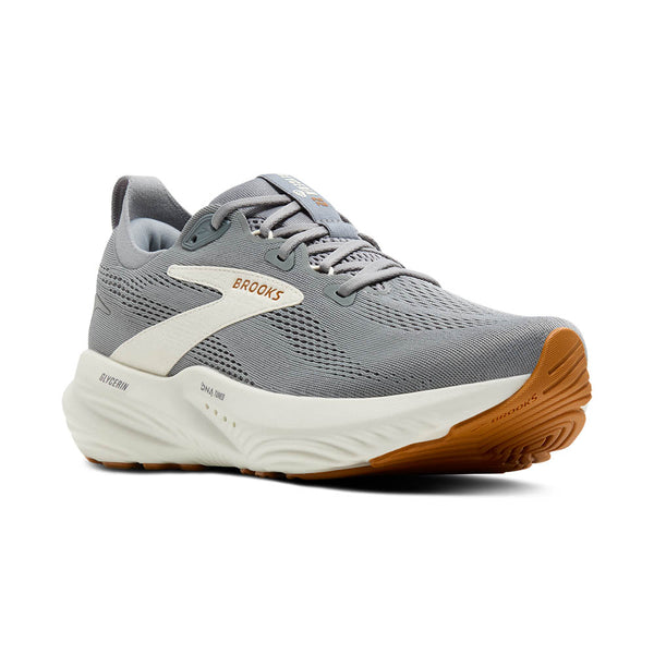 Glycerin is printed on the lateral side of the midsole near the heel in grey lettering. 