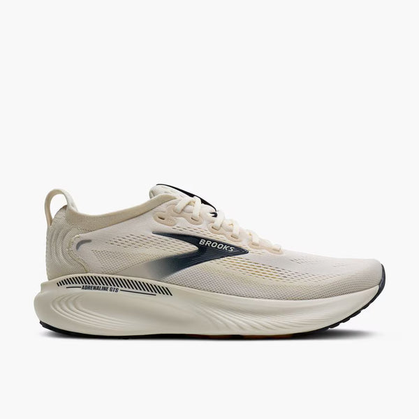 This shoe has a cream upper and midsole