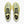 Yellow running shoe with black accents on a white background