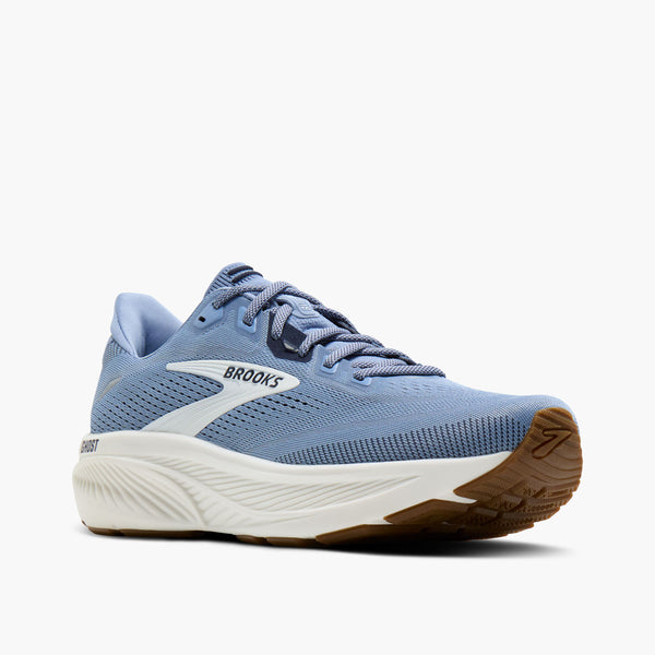 A men's Brooks running shoe with a light blue upper and white midsole.