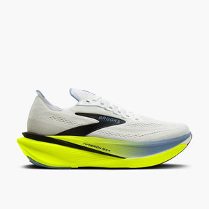 This Hyperion max 4 has a white upper and a blue and yellow ombre midsole