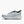 White running shoe with black and blue accents on a white background