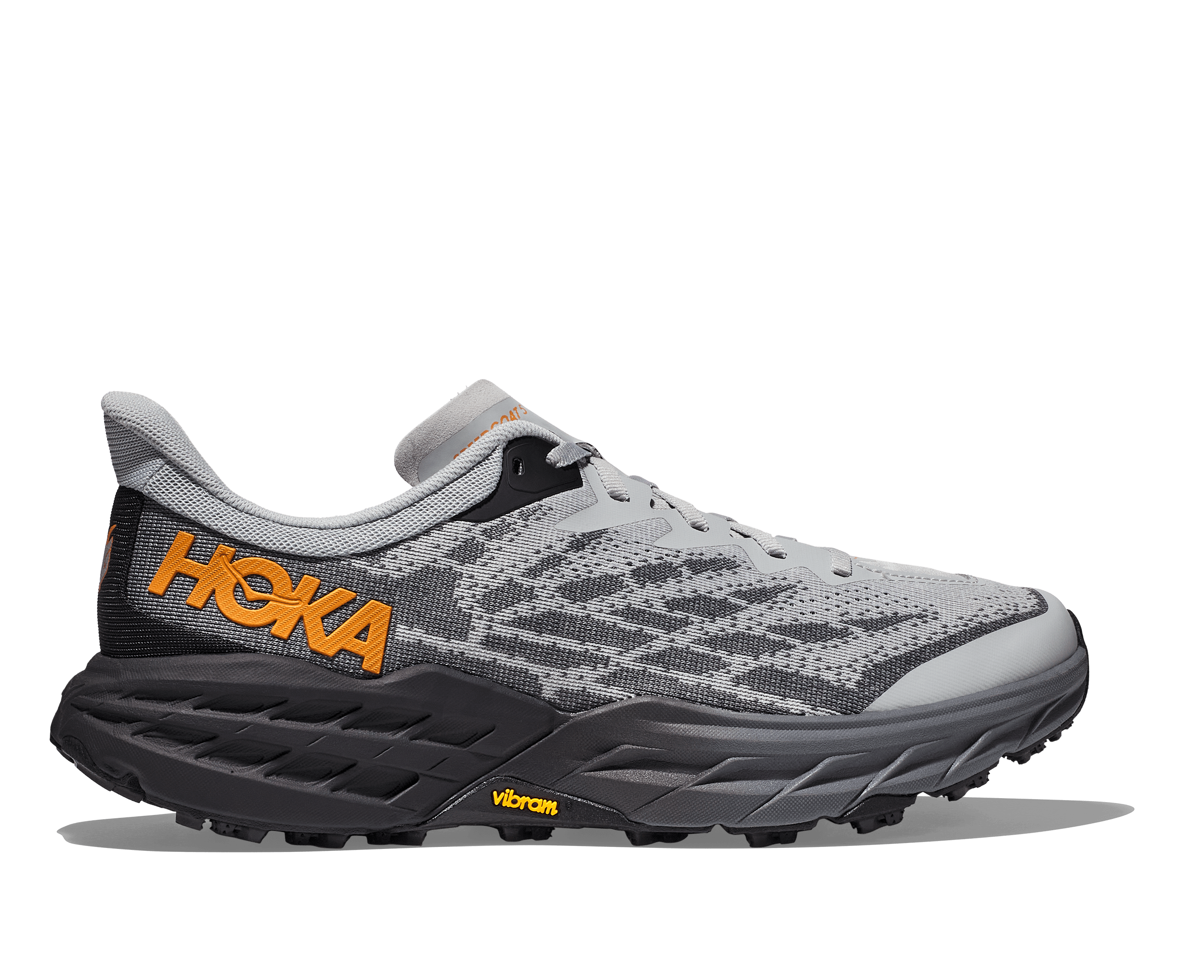 Lateral view of the Men's Speedgoat 5 by HOKA in Harbor Mist/Black