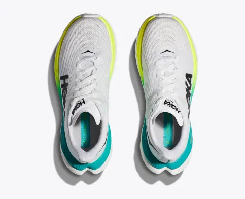 Top view of the Women's Mach 5 by HOKA in the color White/Blue Glass