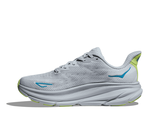 The medial side of the Clifton 9 has a very small Hoka logo close to the heel