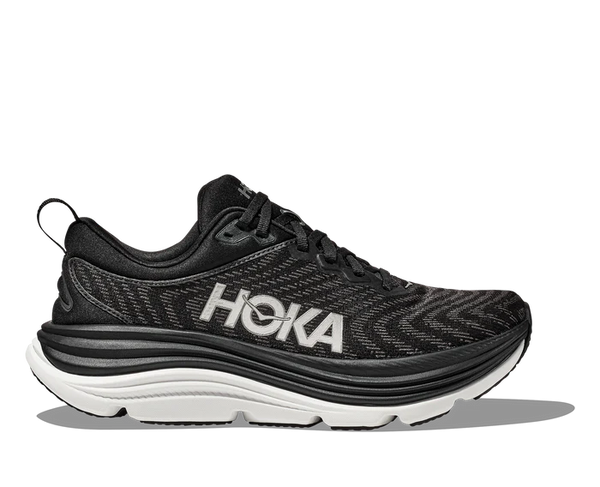 Lateral view of the Men's HOKA Gaviota 5 in Black/White