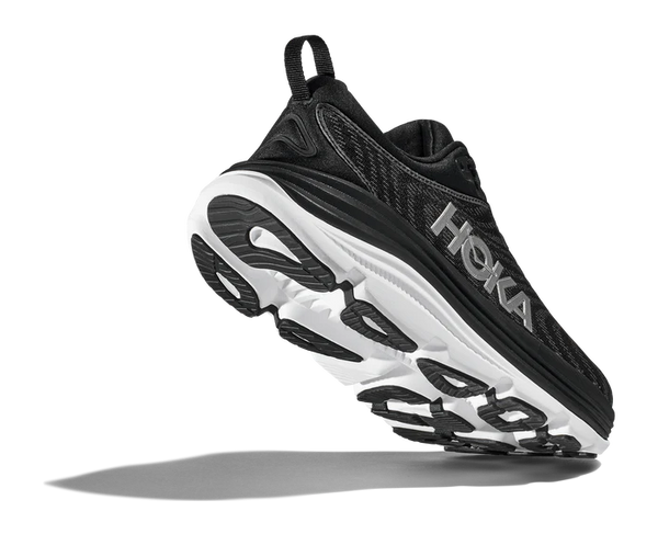 Back angle view of the Men's HOKA Gaviota 5 in Black/White