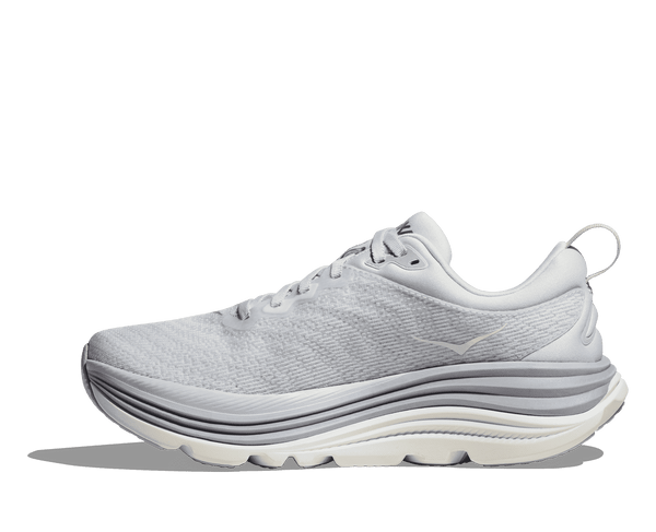 A white Hoka logo can be found near the ankle on the medial side of the upper. 