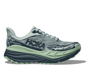 The midsole of the Stinson 7 is green on the top half and blue on the bottom half.